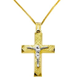 Χρυσός βαπτιστικός σταυρός Κ14 με αλυσίδα